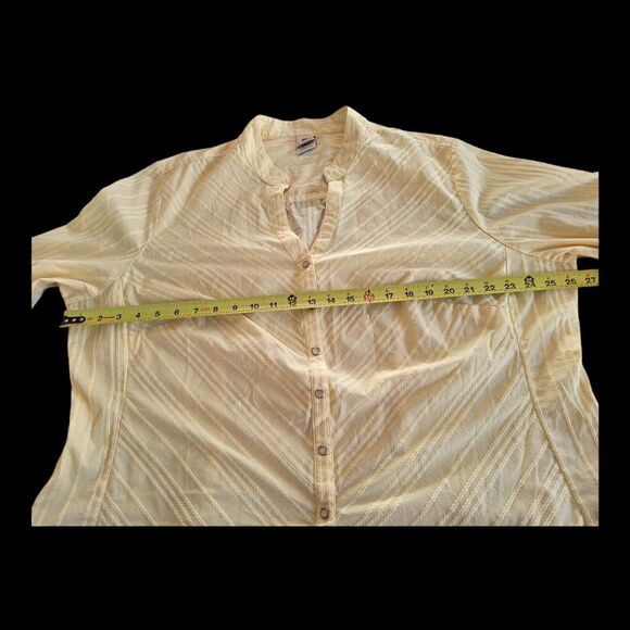 Vintage Faded Glory Stretch Shirt Pearl Snap Butter Yellow Cotton Blend 22W 24W - Picture 11 of 15